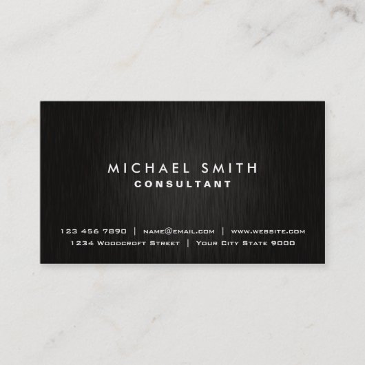Elegantes berufliches schlichtes schwarzes visitenkarte (Vorderseite)