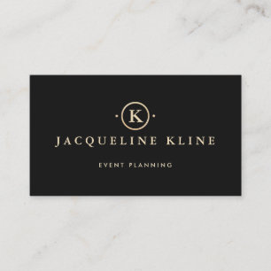 Elegantes Berufliches Schwarz-Gold Monogramm Visitenkarte