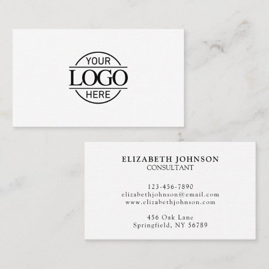 Elegantes Berufliches Schwarz-Weiß-Firmenlogo Visitenkarte (Vorne/Hinten)