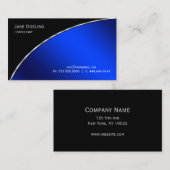 Elegantes Berufliches Schwarzes Bright Blue Visitenkarte (Vorne/Hinten)