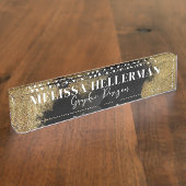 Elegantes Berufliches Schwarzes Gold Namensplakette (Seite)