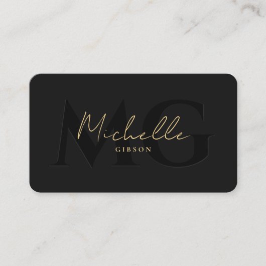 Elegantes Berufliches Schwarzes Modernes Monogramm Visitenkarte (Vorderseite)