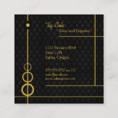 Elegantes Berufliches Schwarzes Muster Quadratische Visitenkarte (Rückseite)