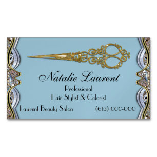 Elegantes berufliches Scissor Chic-Blatt-Blau Magnetische Visitenkarte