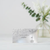 Elegantes Berufliches Silver Bokeh Tree Frauen Visitenkarte (Stehend Vorderseite)
