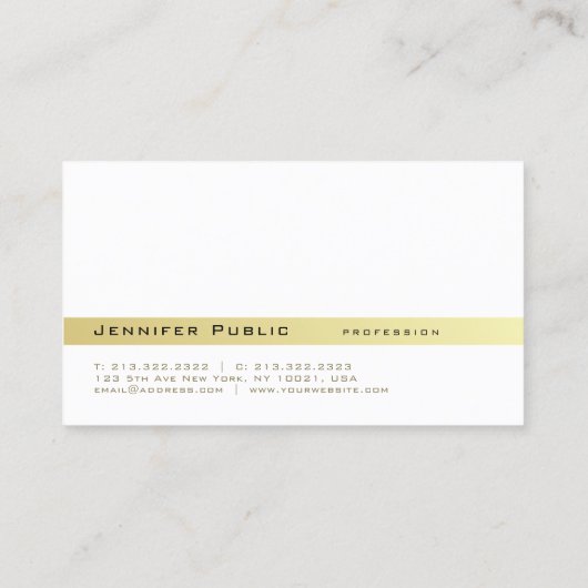 Elegantes Berufliches Weißes Gold Schlicht Visitenkarte (Rückseite)