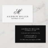 Elegantes Berufliches Weißes Monogramm Visitenkarte (Vorne/Hinten)