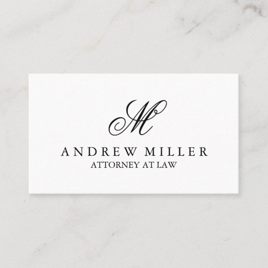 Elegantes Berufliches Weißes Monogramm Visitenkarte (Vorderseite)