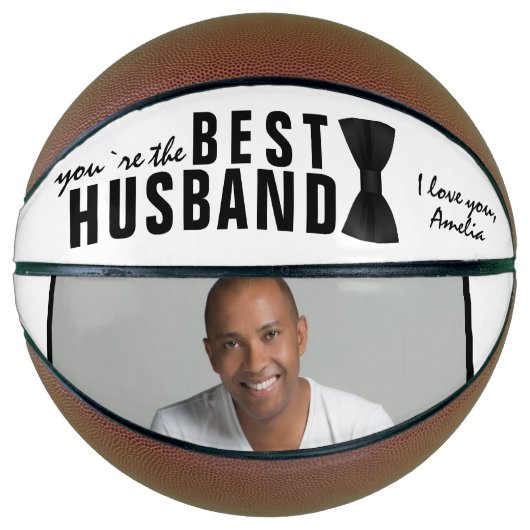 Elegantes Best Husband Black Bow Krawatte Foto Basketball (Vorderseite)