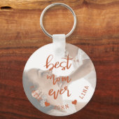 Elegantes Best Mama Ever Calligraphy Foto Schlüsselanhänger (Vorderseite)