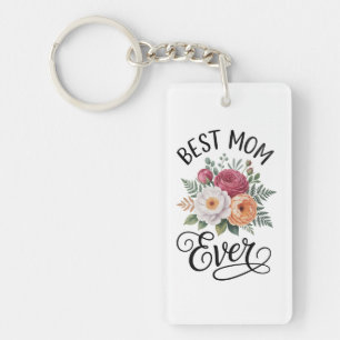 Elegantes Best Mom Ever Blumenstrauß Aquarell Schlüsselanhänger