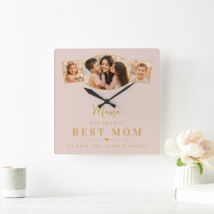 Elegantes Best-Mom-Muttertags-Foto Quadratische Wanduhr