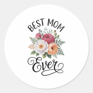 Elegantes Bestes-Mama-aller-Zeiten-Blumenbouquet-A Runder Aufkleber