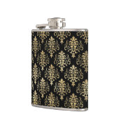 Elegantes beunruhigtes Golddamast-Muster auf Flachmann (Links)