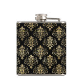 Elegantes beunruhigtes Golddamast-Muster auf Flachmann (Rückseite)