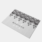 Elegantes bezauberndes graues Leinen und schwarzes Fußmatte (Schrägansicht)