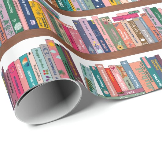 Elegantes Bibliotheksmuster Geschenkpapier (Rolleneckpunkt)