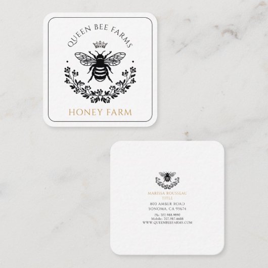 Elegantes Bienengeschäft Quadratische Visitenkarte (Vorne/Hinten)
