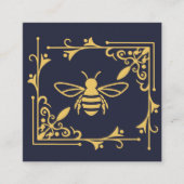 Elegantes Bienenlogo Bienenzucht Navy Blue Quadratische Visitenkarte (Vorderseite)