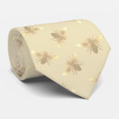 elegantes Bienenmuster auf Mandelöl gelb Krawatte (Gerollt)