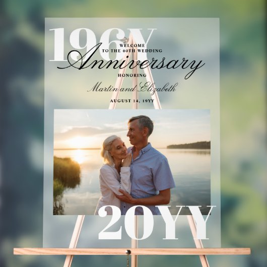 Elegantes Big Numbers 60. Hochzeitstag Foto Acrylschild (Neutral)