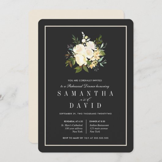 Elegantes Bio Hochzeitsessen Probe Einladung (Vorne/Hinten)