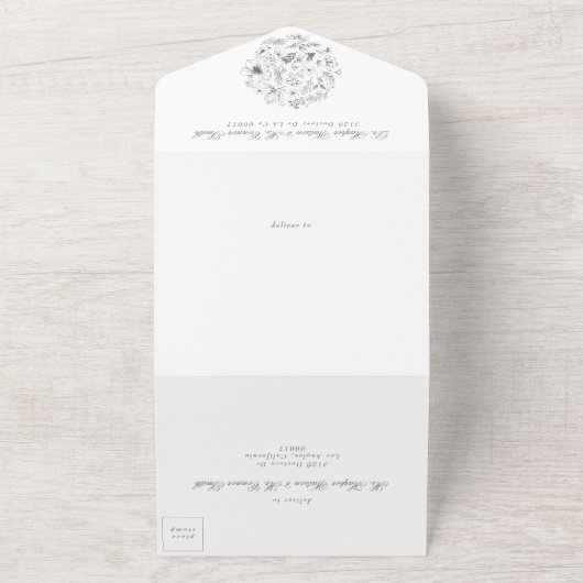 Elegantes, Bio Monogramm der Blumen All In One Einladung (Außenbereich)