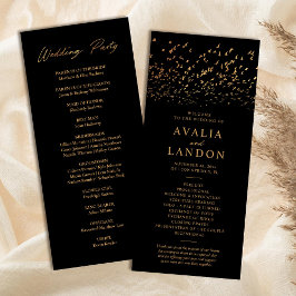 Elegantes Birds Black and Gold Hochzeitsprogramm