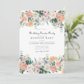 Elegantes Birthday Floral Peony Garden Party Einladung (Stehend Vorderseite)