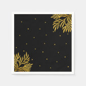 Elegantes Birthday Gold Black Foliage Party Serviette (Vorderseite)