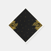 Elegantes Birthday Gold Black Foliage Party Serviette (Ecke)