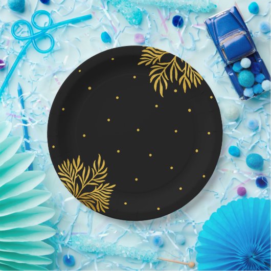 Elegantes Birthday Gold Foliage Party Pappteller (Party)