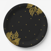 Elegantes Birthday Gold Foliage Party Pappteller (Vorderseite)