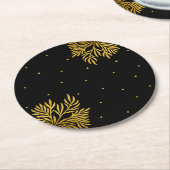 Elegantes Birthday Gold Foliage Party Runder Pappuntersetzer (Angewinkelt)