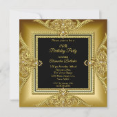 Elegantes Birthday Party Foto Black Gold Frame Einladung (Vorderseite)
