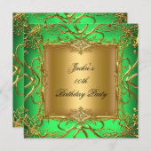 Elegantes Birthday Party Lime Green Gold Einladung (Vorne/Hinten)