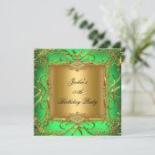 Elegantes Birthday Party Lime Green Gold Einladung (Stehend Vorderseite)