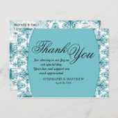 Elegantes Biscay Bay Blue & White Damask Muster Postkarte (Vorne/Hinten)