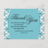 Elegantes Biscay Bay Blue & White Damask Muster Postkarte (Vorderseite)