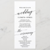 Elegantes Black After Ceremony Wedding Programm (Vorderseite)