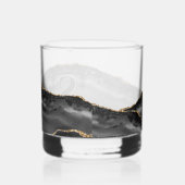 Elegantes Black Agate Geode Gold Glitzer Monogram Whiskyglas (Rechts)