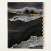 Elegantes Black Agate Gold Glitzer Script Monogram Planer (Rückseite)