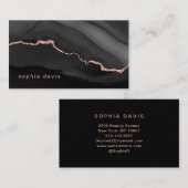 Elegantes Black Agate mit Imitate Rose Gold Visitenkarte (Vorne/Hinten)