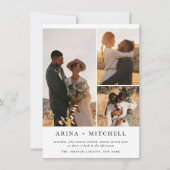 Elegantes Black All in One QR Code 3 Foto Hochzeit Einladung (Vorderseite)