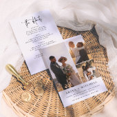 Elegantes Black All in One QR Code 3 Foto Hochzeit Einladung