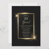 Elegantes Black and Gold 20. Hochzeitstag Einladung (Vorderseite)
