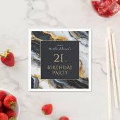 Elegantes Black and Gold 21. Geburtstag Party Serviette (Beispiel)