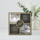 Elegantes Black and Gold 50. Hochzeitstag Einladung (Stehend Vorderseite)