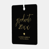 Elegantes Black and Gold Abschluss Graduate Foto Ornament Aus Metall (Vorderseite links)