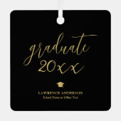 Elegantes Black and Gold Abschluss Graduate Foto Ornament Aus Metall (Vorderseite)